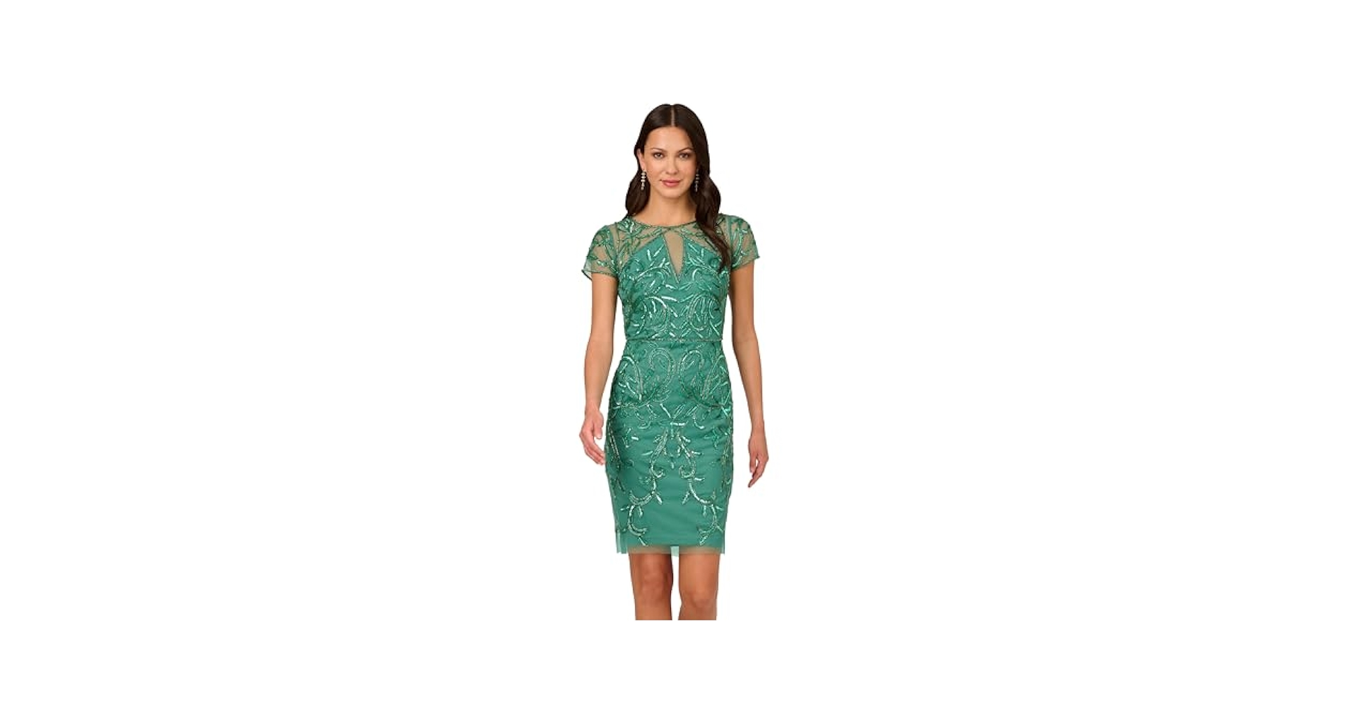 【海外限定】AdriannaPapell ドレス☆Green Printed Strap Casca Buy Adrianna Papell Green Printed Strap Cascade Gown from